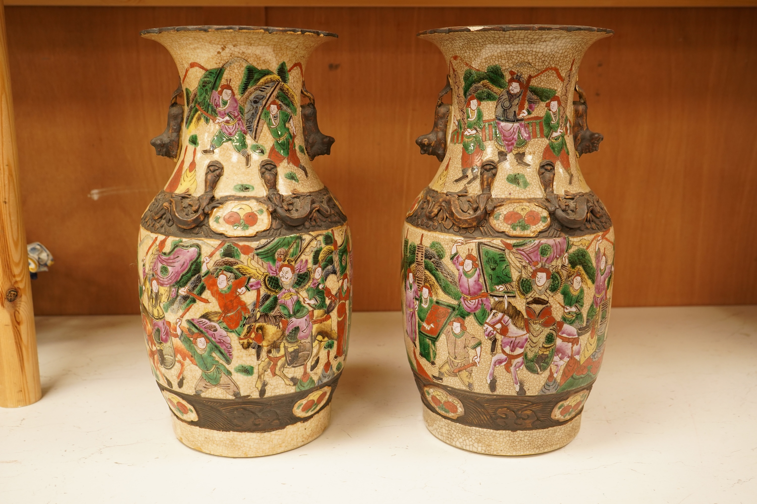 A pair of 19th century Chinese crackle glaze vases, 36cm
